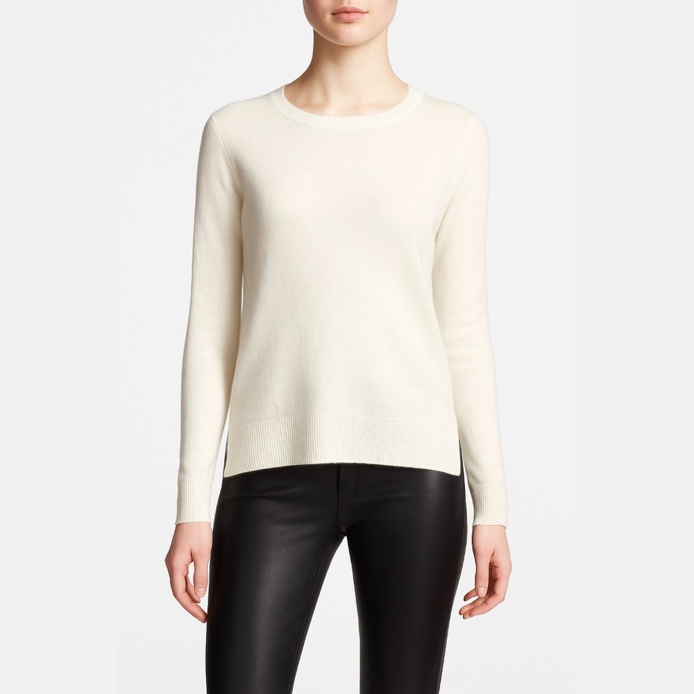Saks Fifth Avenue Featherweight Ivory Cashmere Top